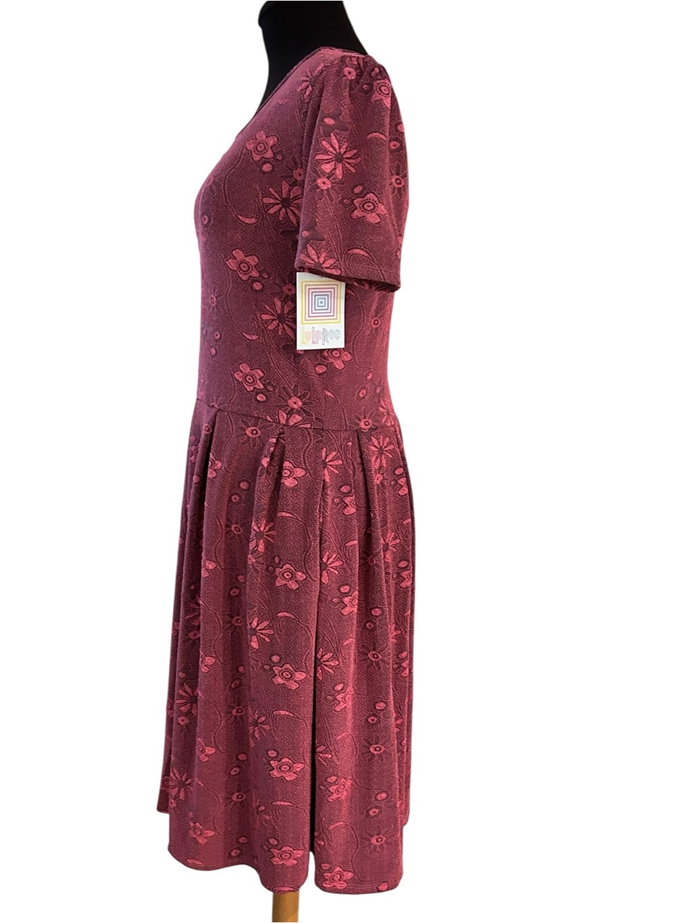 LuLaRoe Amelia Size 2 XL Womens Dress Rose Pink Raised Floral New NWT 22-24 - Picture 4 of 12